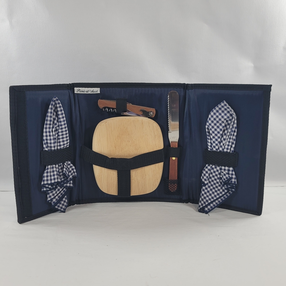 Picnic At Ascot Wine And Cheese Travel Kit Navy Blue